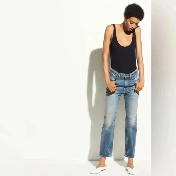 Vince - Rib Scoop Back Bodysuit in Coastal Blue - Picture 1 of 7